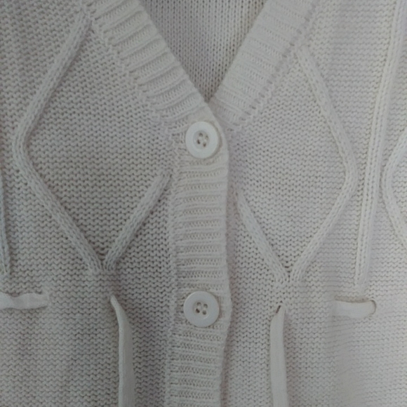 Blair Button Up V Neck Cardigan Sweater L Cream Off White - Picture 10 of 15